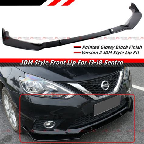 For Nissan Sentra B Jdm Pc Glossy Black Front Bumper Lip