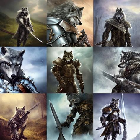 Anthropomorphic Wolf Knight Wearing Fantasy Armor Stable Diffusion