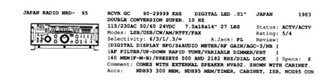 NRD 95 Commercial Re JRC Japan Radio Co Ltd Tokyo Build