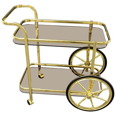 Hollywood Regency Style Bar Cart Tea Trolley Or Drinks Stand In Brass