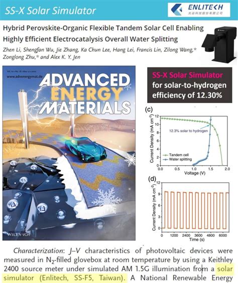 Adv Energy Mater If 29368：水电解电池验证太阳能制氢达 123 效率 胜焱电子科技 光焱科技