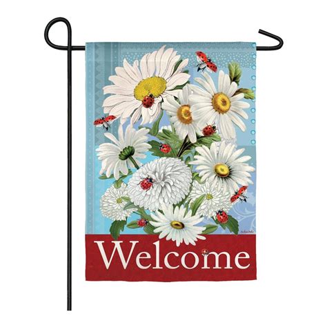 Daisies And Ladybugs Suede Garden Flag Garden Flags Ladybug Garden