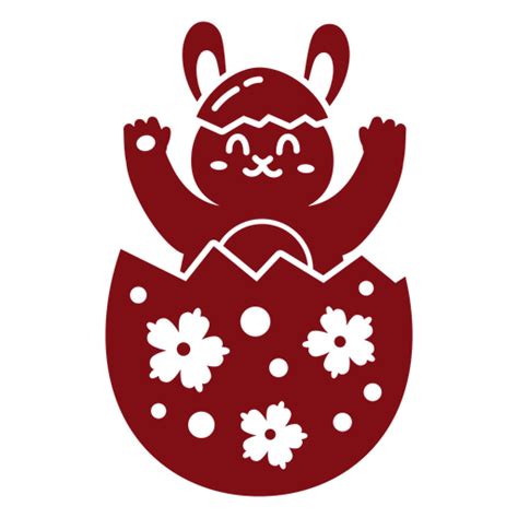 Diseño PNG Y SVG De Conejito Rojo En Un Huevo De Pascua Con Flores