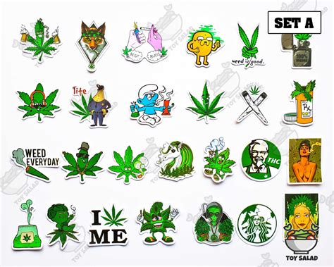 50 Pcs Smoking Sticker Pack Weed Leaf Cannabis Etsy