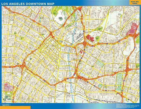 Los Angeles Downtown Wall Map By Map Resources Mapsales Images And