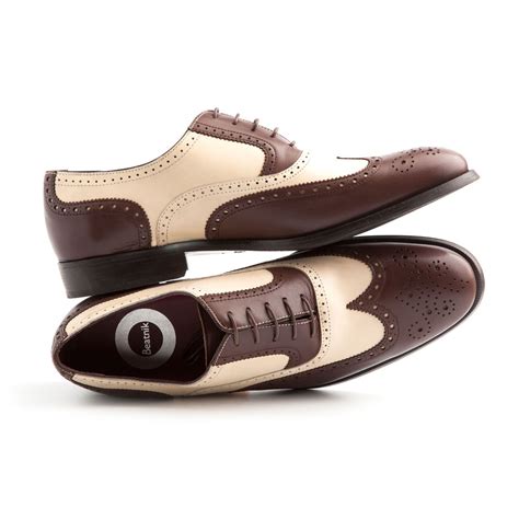 Two Tone Oxford Shoes For Men Soft Leather Holmes Brown And Beige