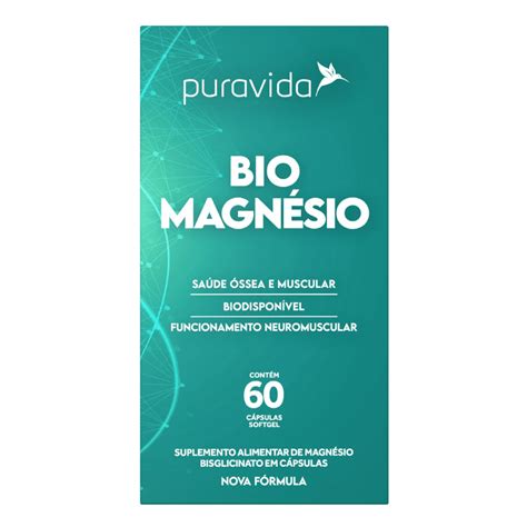 Bio Magnésio 60 Cápsulas Pura Vida Life Style Suplementos Os