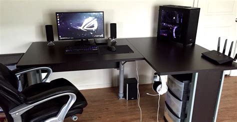 Black Clean Gaming Setup Gaming Setup Room Upgrade Video Game Rooms