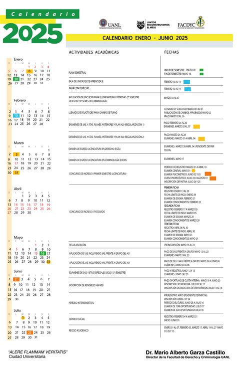 Calendario Académico Facultad De Derecho Y Criminología