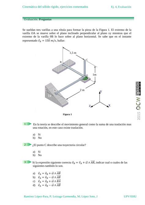 PDF Cinemática del sólido rígido ejercicios comentados Ej un