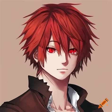 Red-haired anime character with a stoic expression