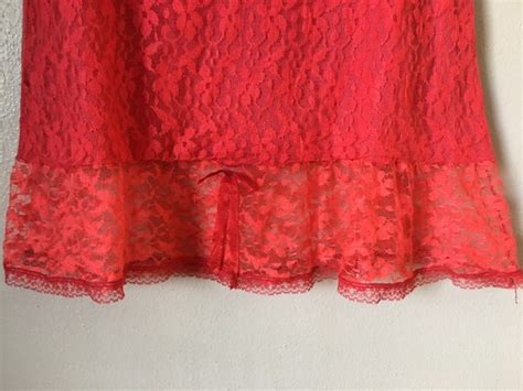 Vintage S Red Half Slip Boudoir Posh Pin Up Linge Gem