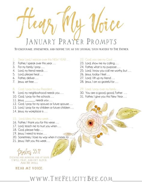 Hear My Voice January Prayer Journal Prompts Prayer Journal