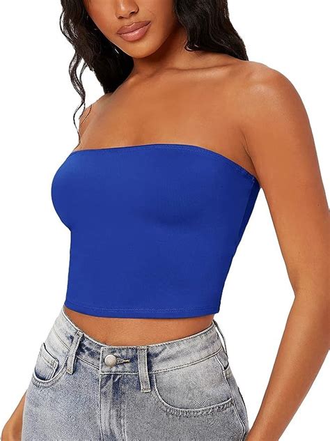 Soly Hux Women S Tube Crop Top Strapless Sleeveless Slim Fit Bandeau Summer Top Di 2024