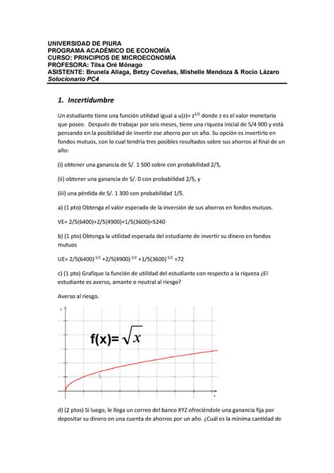 Solución de la Práctica Calificada 04 Solución Microeconomía 2020