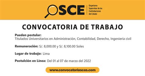 Convocatoria Osce Cas Plazas Administraci N Contabilidad