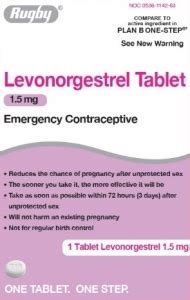 Rugby Emergency Contraceptive Levonorgestrel 1 5mg Tablet 1 Ct