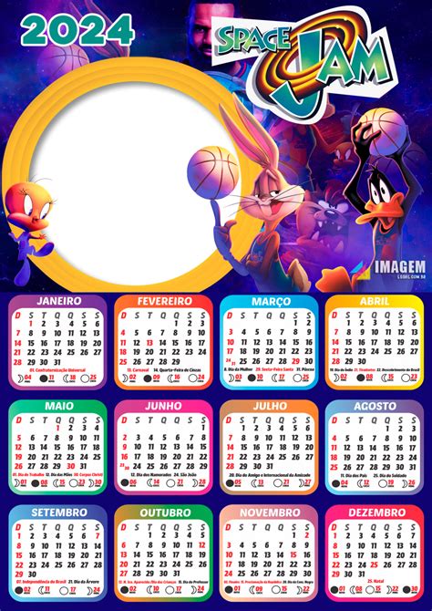 Moldura Calendário 2024 Space Jam Png Imagem Legal