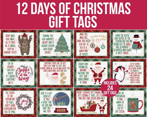 12 Days Of Christmas T Tags Printable 12 Days Of Christmas Ts