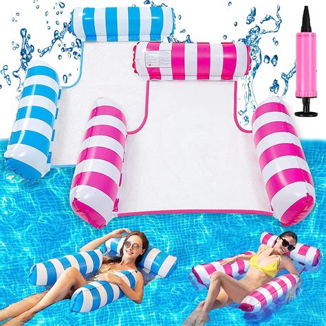 Nuotare Letto Galleggiante 2 Pezzi Amaca Gonfiabile Piscina Giochi