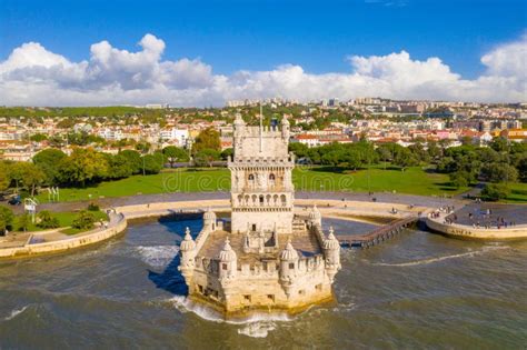 Aerial Drone Panorama Photo Of The Belem Tower Stock Photo Image Of