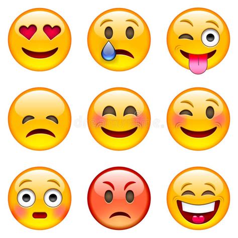 Los Smiley Vector El Sistema Cara Sonriente O Emoticons Amarillos Con