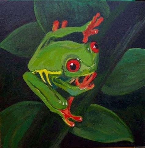 14x14 Acrylic Painting Of A Tree Frog Art By Darla Dixon