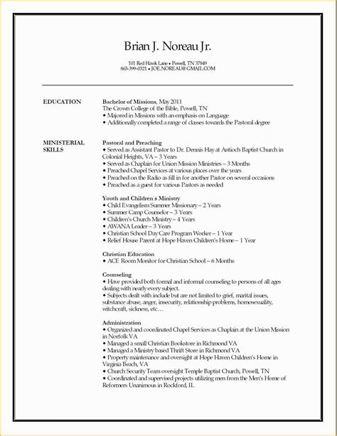 Pastor Resume Template Free