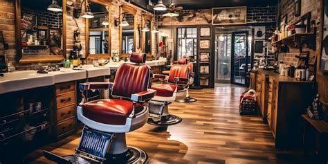 Premium Photo A Barber Shop With A Vintage Aesthetic Showcasing The