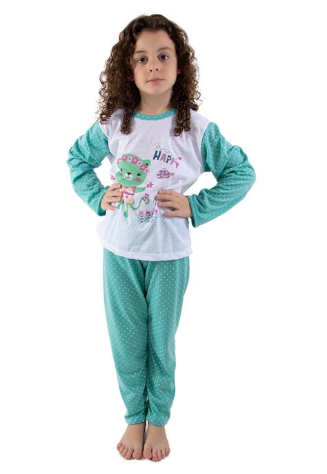 Pijama Linha Noite Infantil Longo Verde Modelos Infantis Pijamas