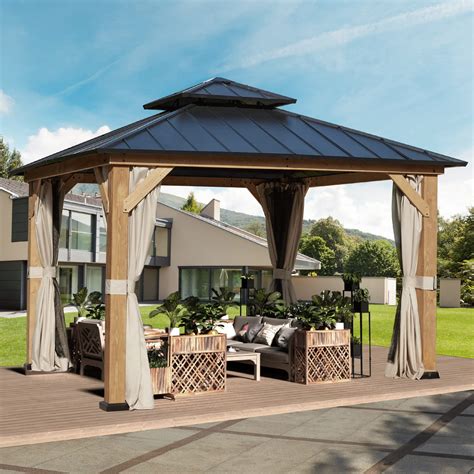 Buy Mellcom X Outdoor Cedar Wood Gazebo Hardtop Wooden Frame