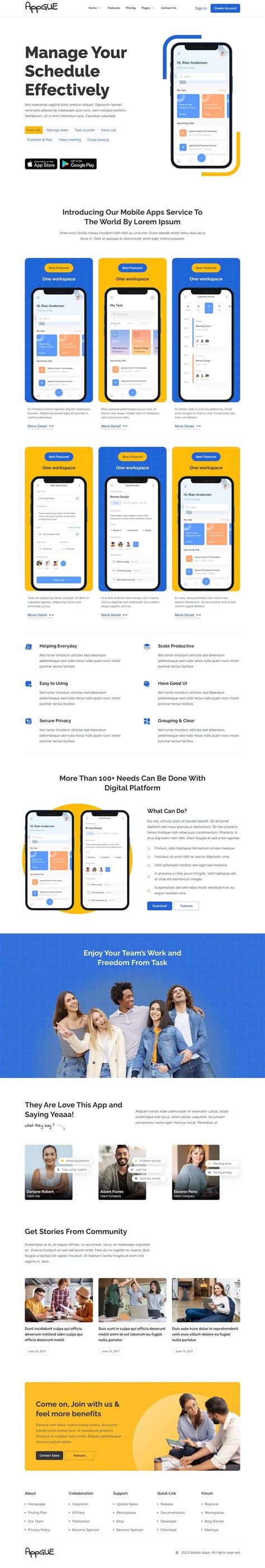 AppGUE Mobile App Showcase Elementor Template Kit By TemeGUM