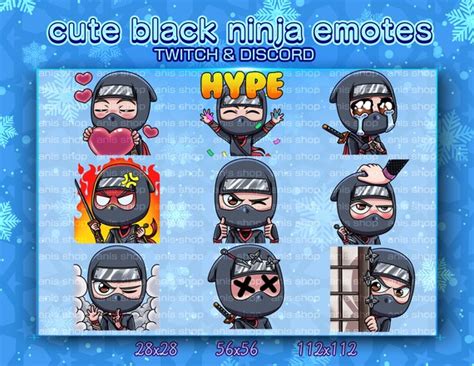 Black Ninja Emotes/ Black Ninja Chibi/ Emotes Discord/ Emotes - Etsy