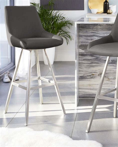 Theo Dark Grey Swivel Bar Stool By Danetti