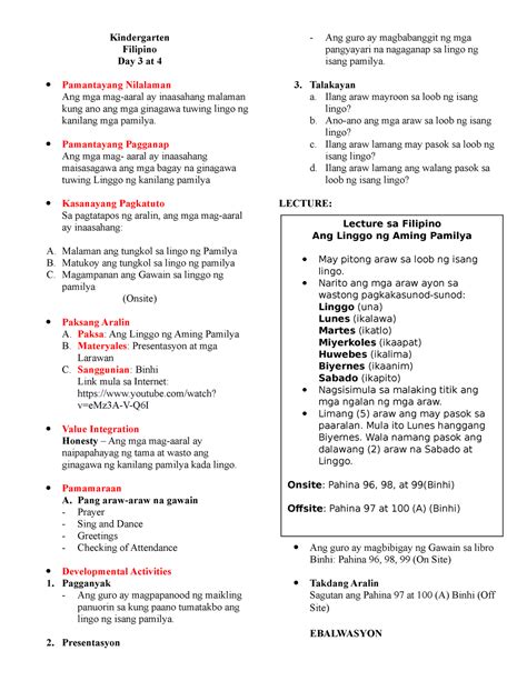 Lesson Plan Kinder Read The Following Lessons Kindergarten