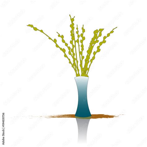 Realistic Vector Illustration Of Pussy Willow Branches On A White Background Stock Vector