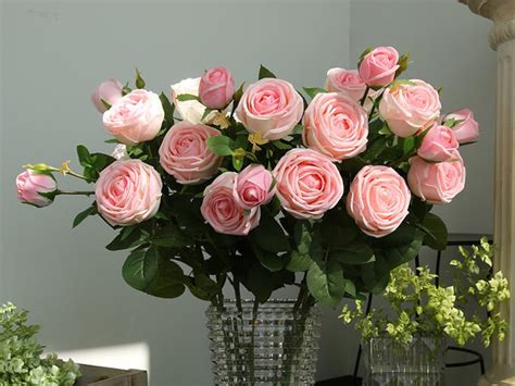 Real Touch Rose Stem With Buds Artificial Flower Crafts Living Room