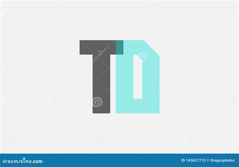 Grey Pastel Blue Alphabet Letter Combination Td T D For Logo Icon Design Stock Vector