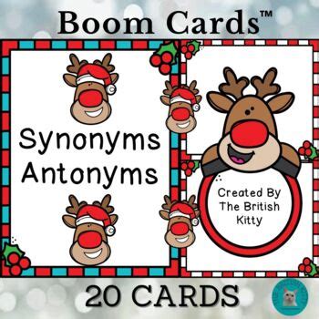 Christmas Reindeer Synonyms And Antonyms Winter Boom Cards TPT