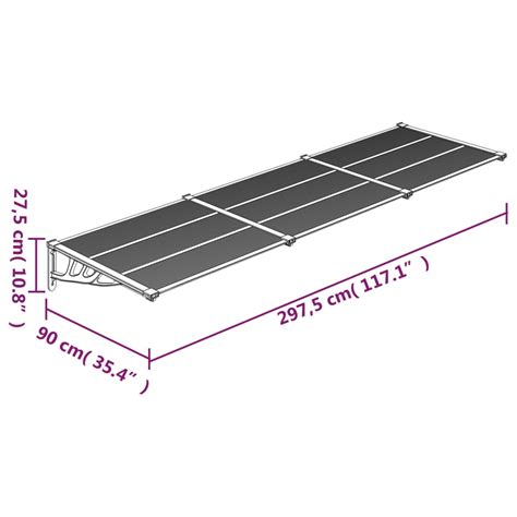 Auvent De Porte Noir Et Transparent 297 5x90 Cm Polycarbonate Vidaxl à