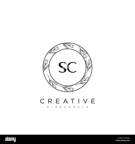 Sc Initial Letter Flower Logo Template Vector Premium Vector Stock