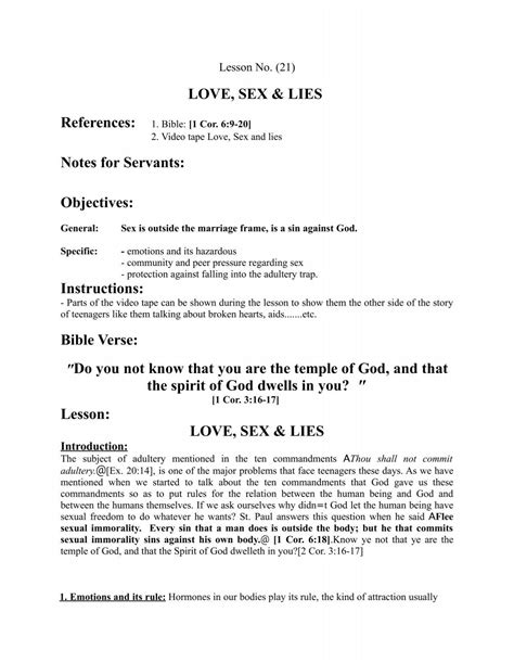 Love Sex And Lies St Marys Coptic Orthodox Church