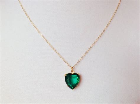 Emerald Necklace Emerald Heart Necklace Beautiful Jewelry Etsy