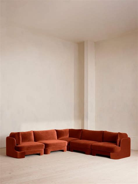 Rust Colored Leather Sectional Sofa | Baci Living Room