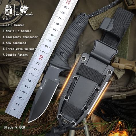 HX OUTDOORS Explorer Full Tang D2 cuchillo táctico de acero inoxidable