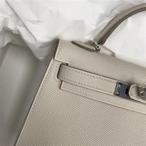 爱马仕迷你凯莉包2代Hermes mini Kelly二代20 CC10奶昔白 Epsom牛皮银扣 Hermès Birkin kelly