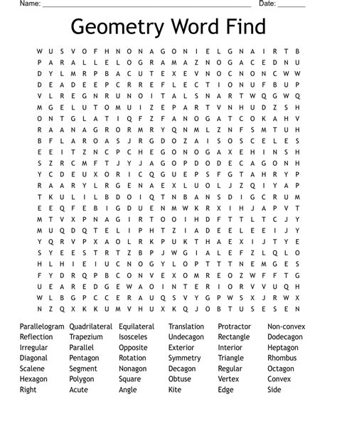 Geometry Vocabulary Word Search WordMint