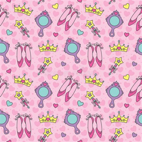 Fairy Tale Princess Seamless Pattern Sketchy Doodl Stock Vector