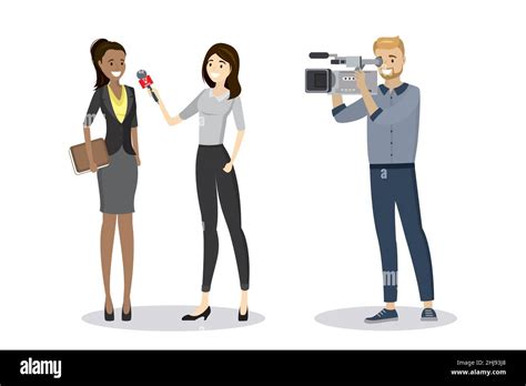 White cameraman interviews Stock Vector Images - Alamy