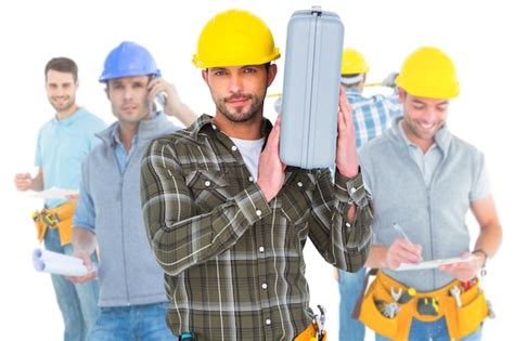 Premium Photo Composite Image Of Repairman Holding Toolbox